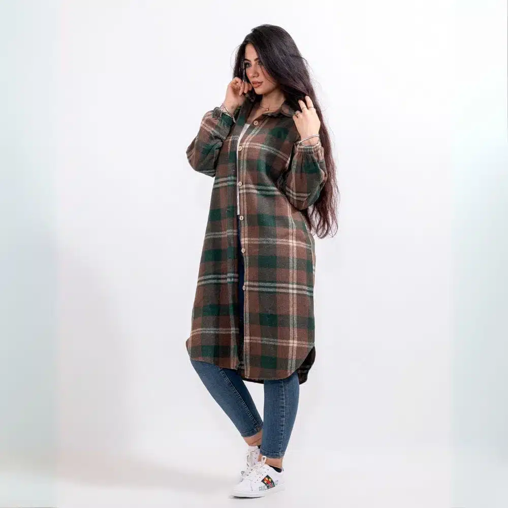 ⁦شميز صوف كاروهات طويل⁩ - الصورة ⁦9⁩
