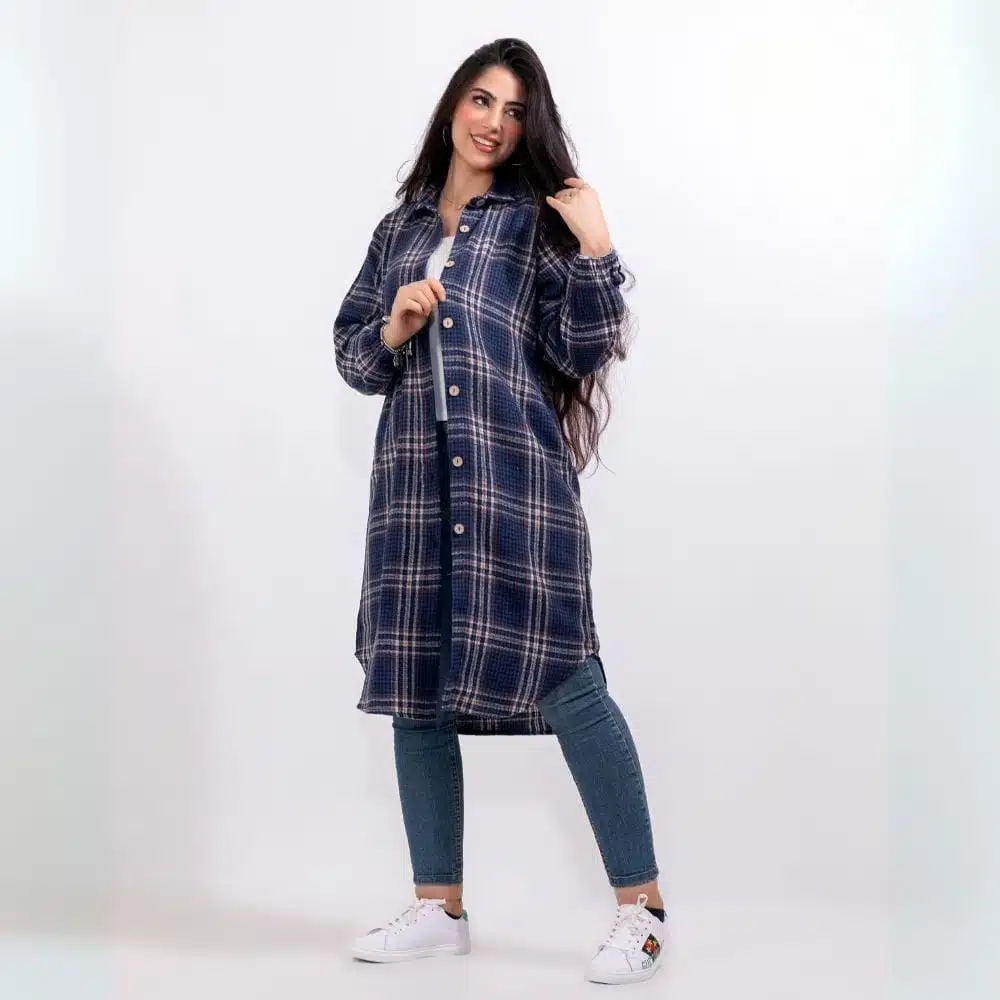 ⁦شميز صوف كاروهات طويل⁩ - الصورة ⁦11⁩