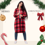 شميز صوف كاروهات طويل