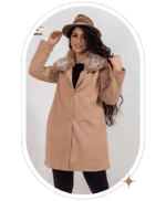 معطف حريمي جوخ بياقة فرو